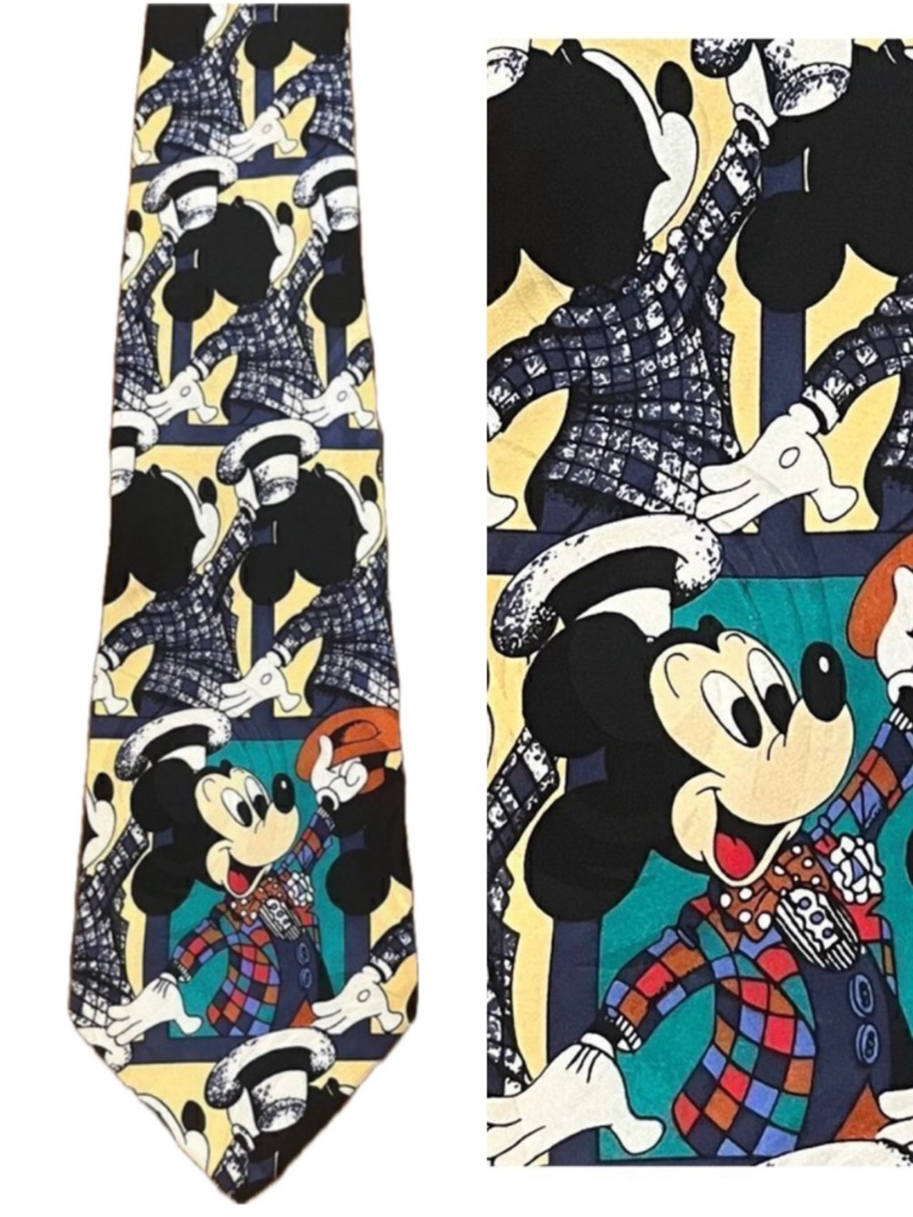 Vintage 90s Disney Mickey Mouse 100% Silk Novelty Necktie | EUC